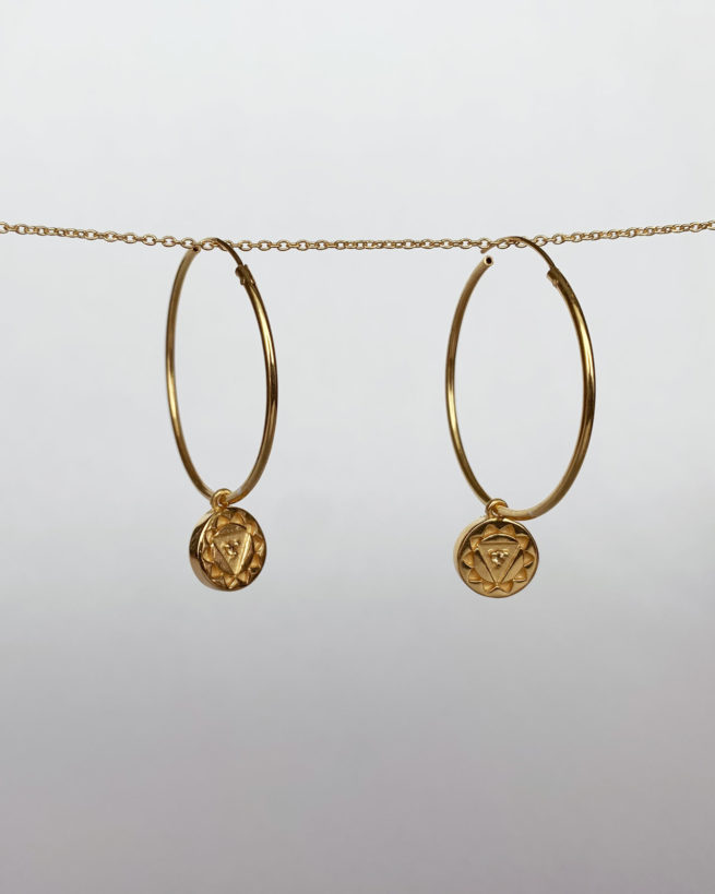 solar plexus chakra gold plated hoop earrings by veda