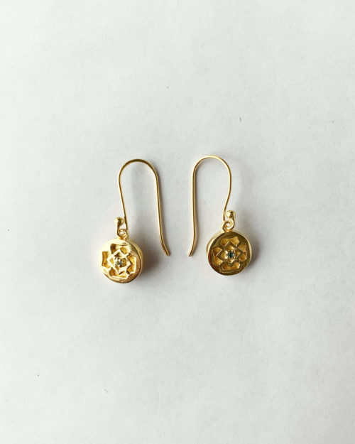 gold plated throat chakra drop earrings