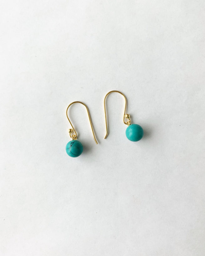 turquoise gold plated drop earrings by veda