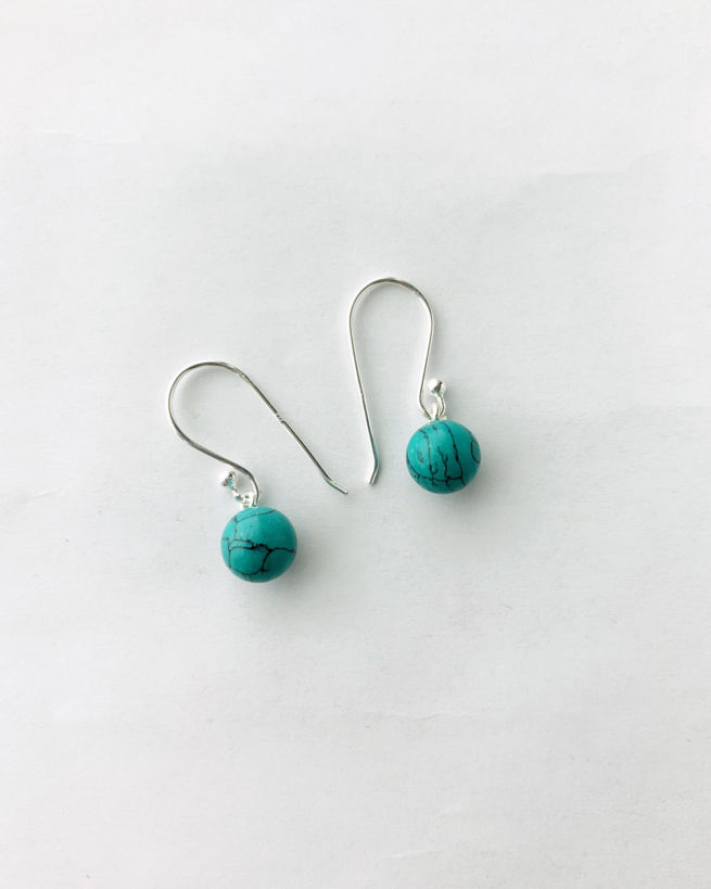 turquoise silver drop earrings by veda
