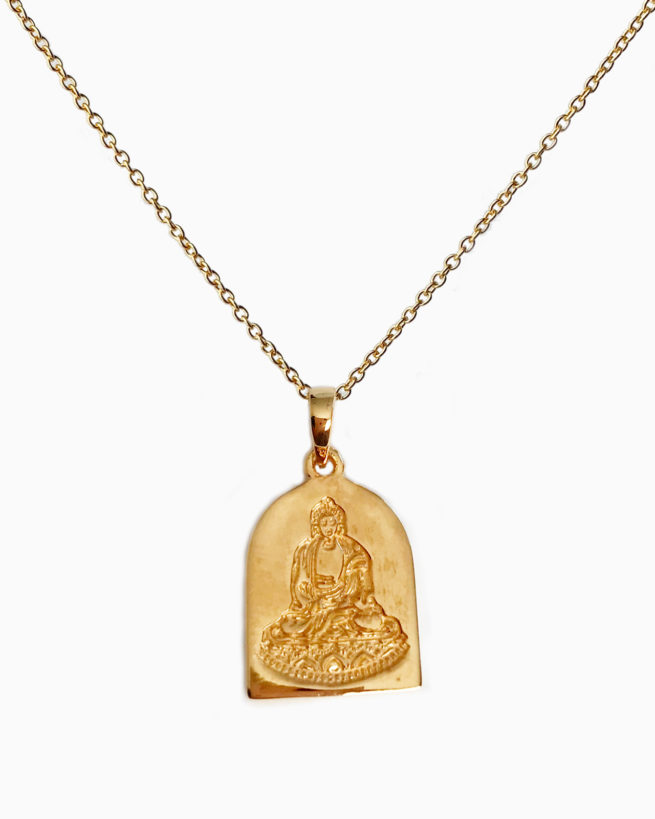 gold plated buddha necklace by veda jewelry