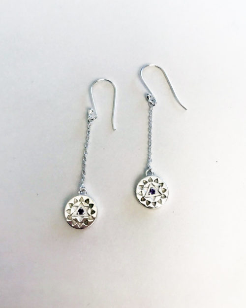 crown chakra chain earrings in silver by veda