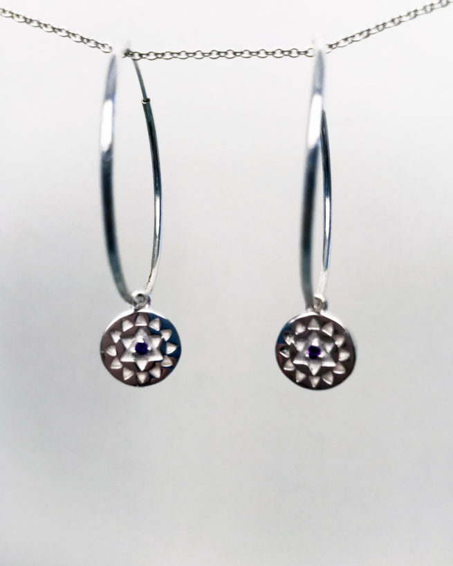 crown chakra silver hoop earrings by veda