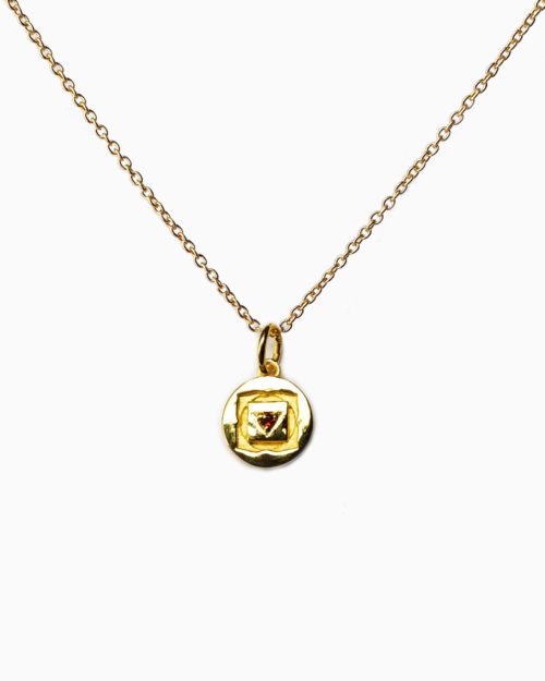 root chakra necklace in gold plate by veda