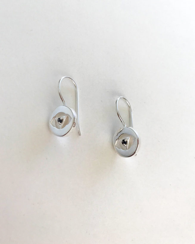 third eye chakra silver drop earrings by veda