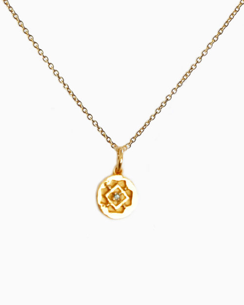 throat chakra necklace in gold plate by veda