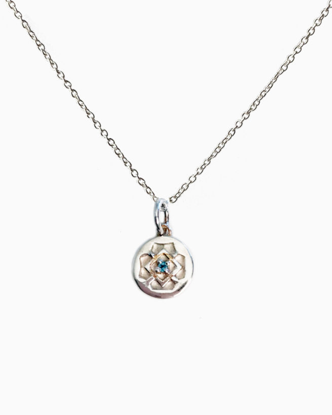 throat chakra necklace in silver by veda jewelry