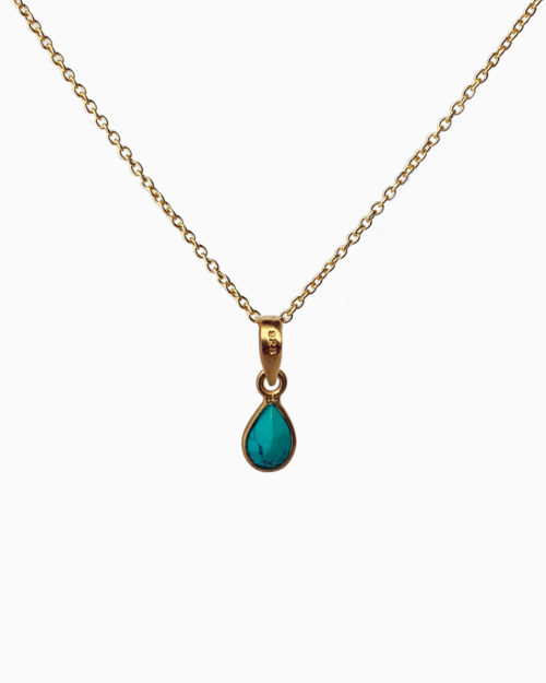 small gold plated turquoise pendant necklace by veda jewelry