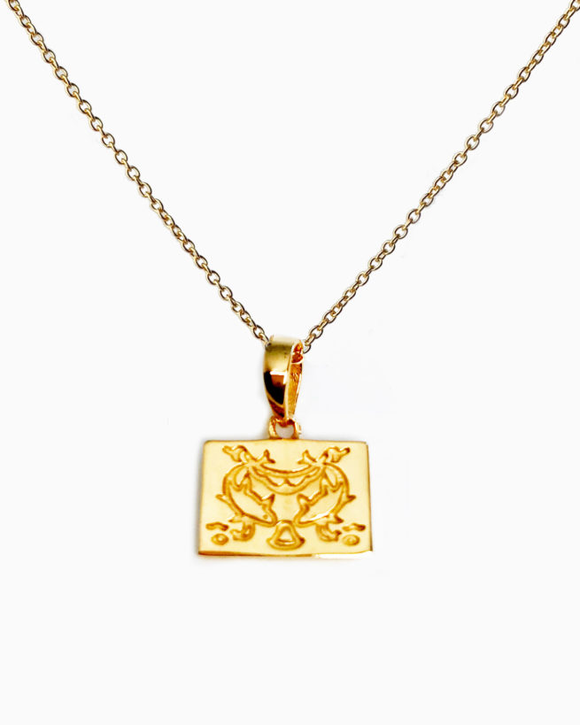 gold plated two golden fishes necklace by veda jewelry